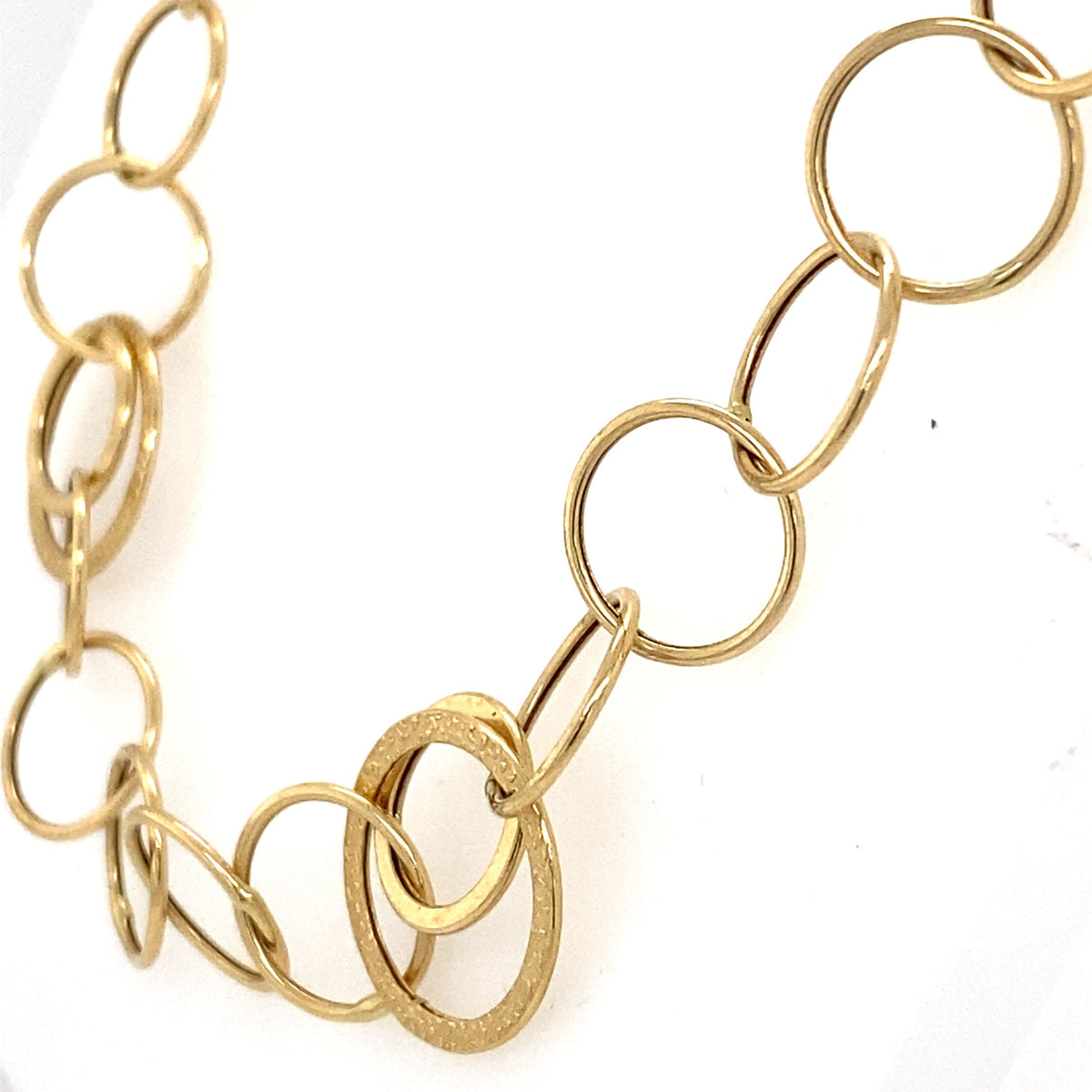 14k Yellow Gold Fancy Circle Link Ladies Necklace, S107137