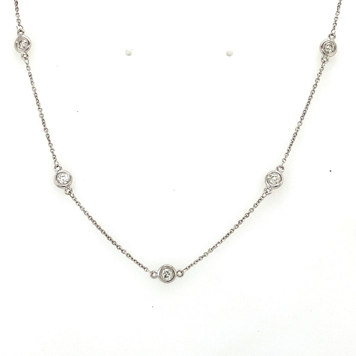 14k White Gold 1.25 CT Diamond By The Yard Necklace, S107141