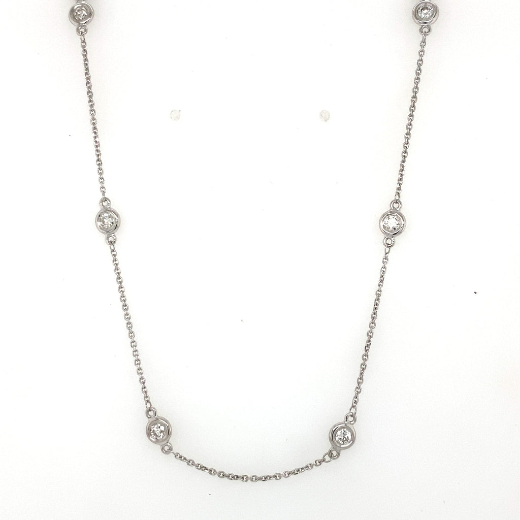 14k White Gold 1.25 CT Diamond By The Yard Necklace, S107141