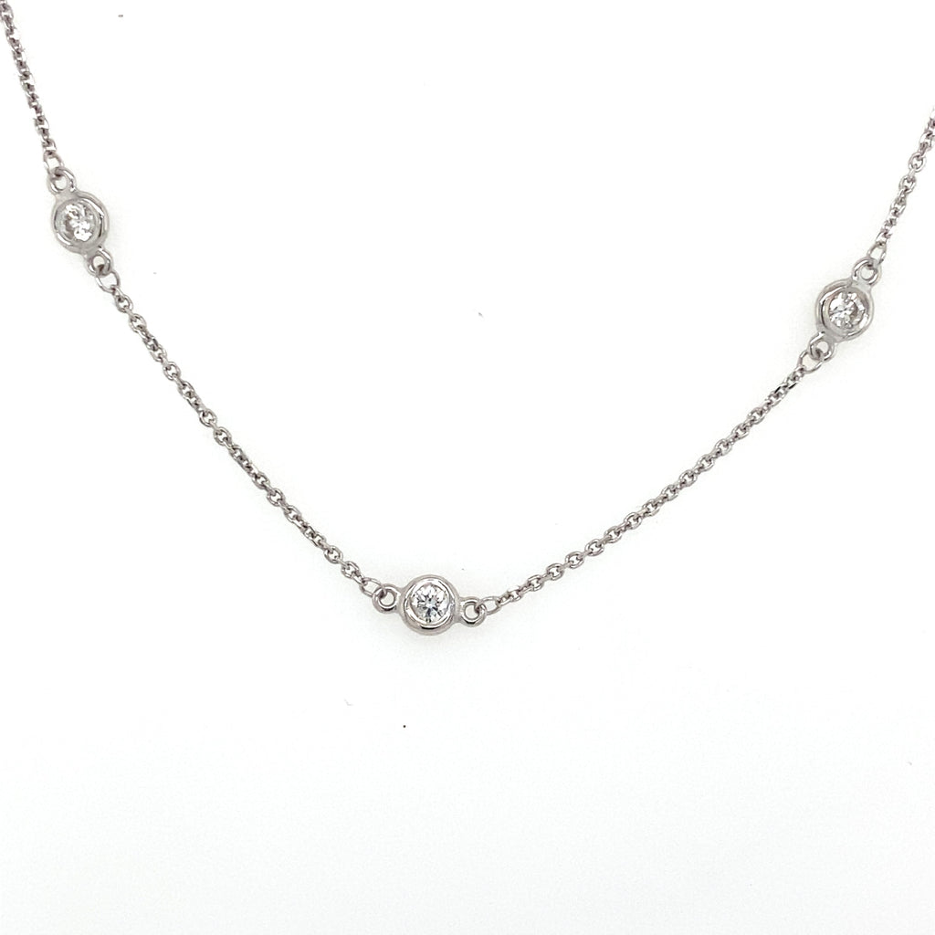 14k white Gold 1.00 CT Diamond By The Yard Necklace, S107140