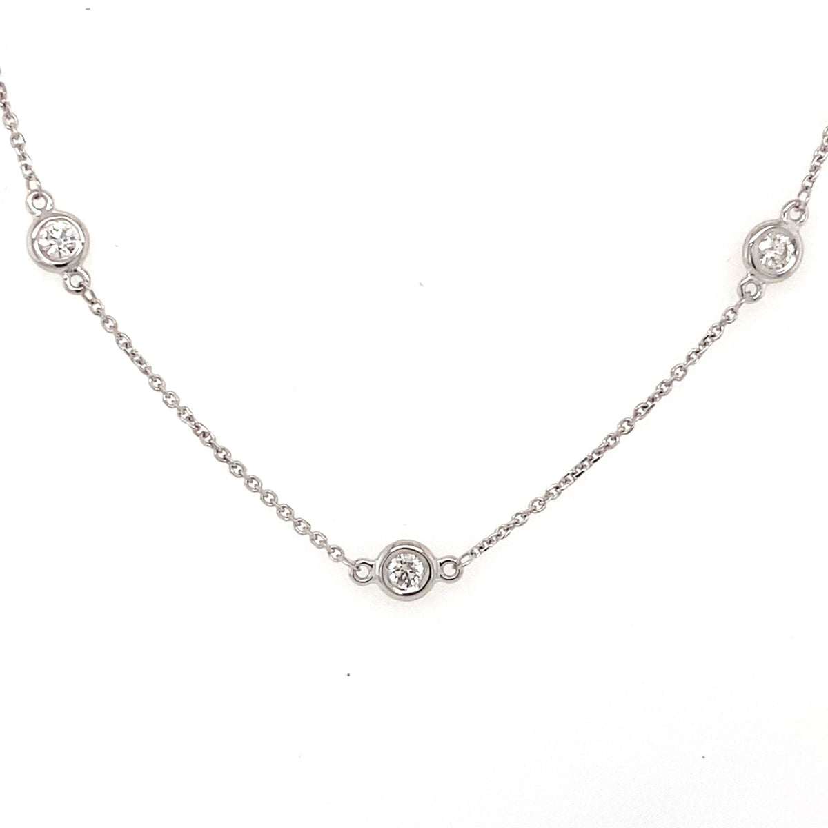 14k White Gold 1.25 CT Diamond By The Yard Necklace, S107141