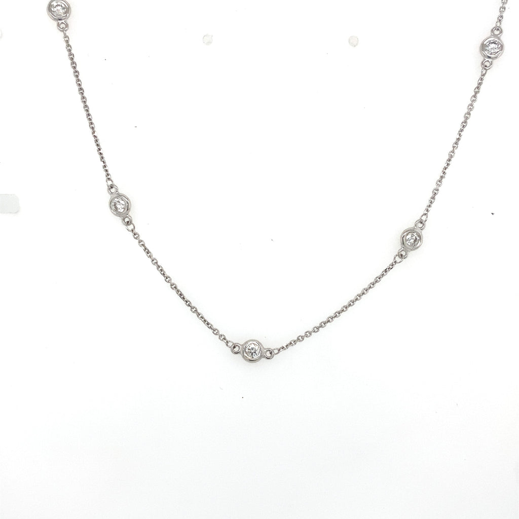 14k white Gold 1.00 CT Diamond By The Yard Necklace, S107140
