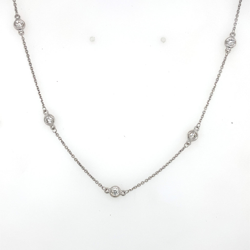 14k white Gold 1.00 CT Diamond By The Yard Necklace, S107140