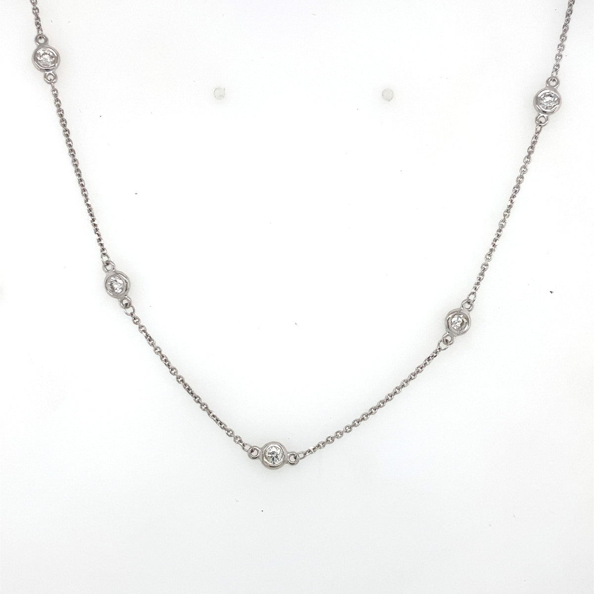 14k white Gold 1.00 CT Diamond By The Yard Necklace, S107140