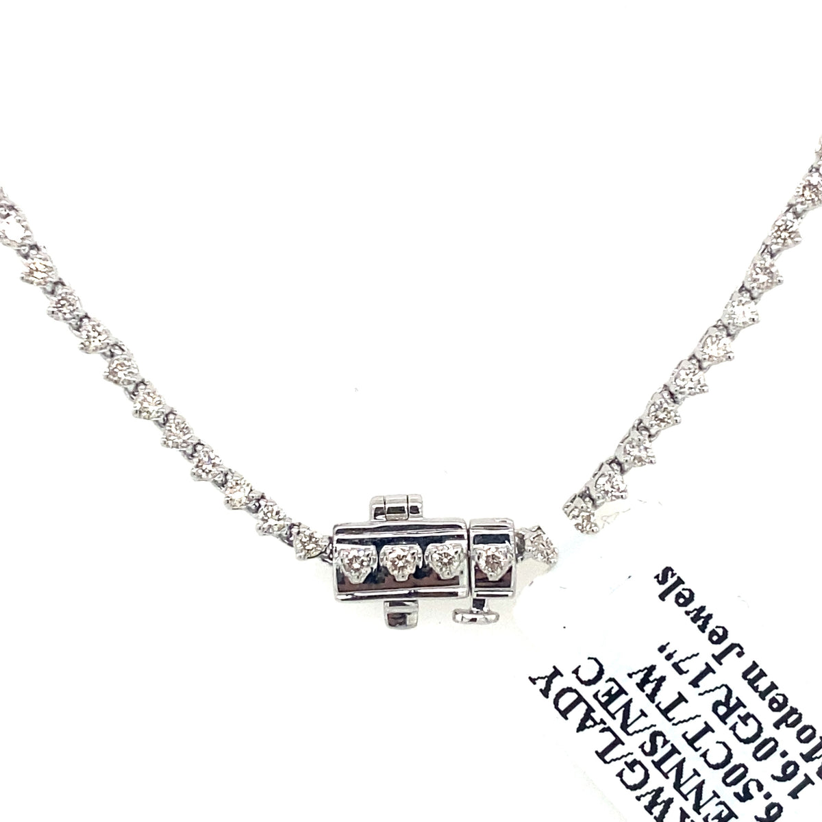 14K White Gold 6.50 CT Diamond Tennis Necklace, S15614