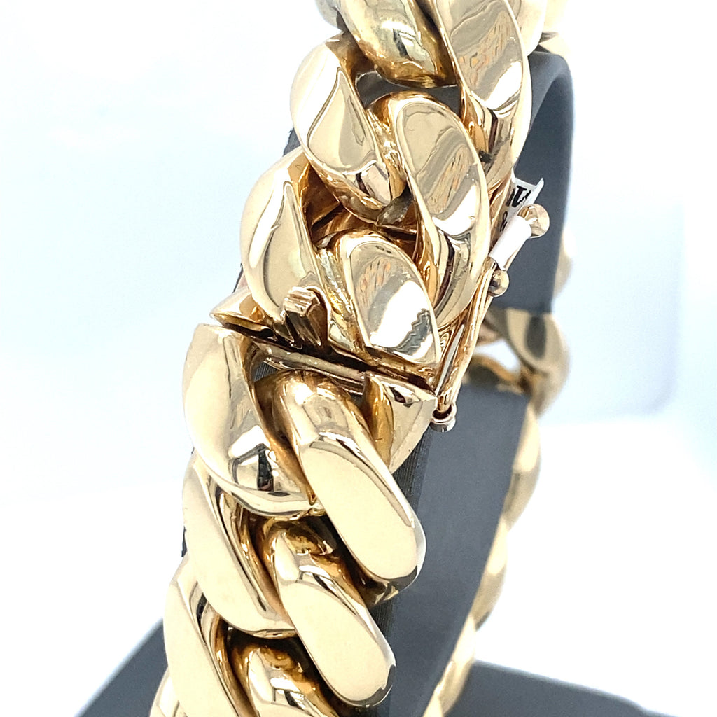 14k Yellow Gold Miami Cuban Link Men's Bracelet, S107155