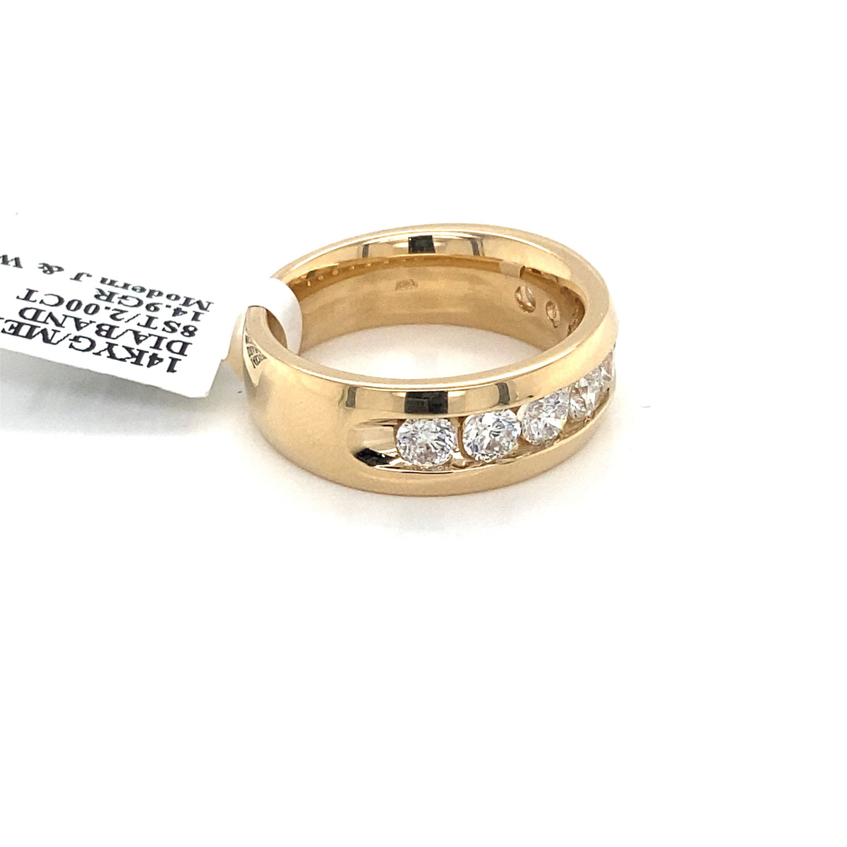 14k Yellow Gold 2.00 CT Diamond Men's Wedding Band
