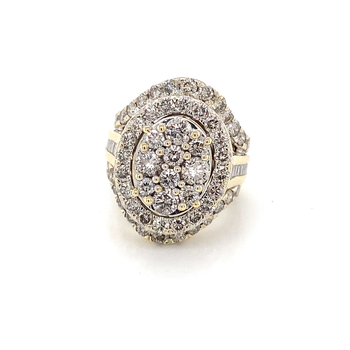 10K Yellow Gold 2.50 CT Diamond Cluster Ladies Ring