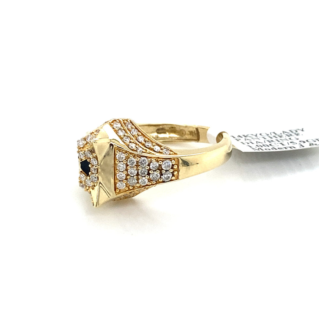 14K Yellow Gold 1.00 CT Diamond Panther Ladies Ring