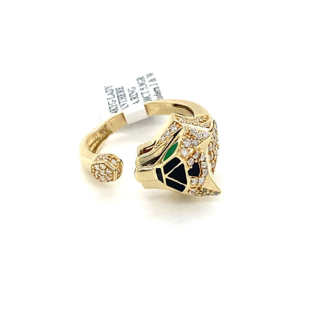 14K Yellow Gold 1.00 CT Diamond Panther Ladies Ring