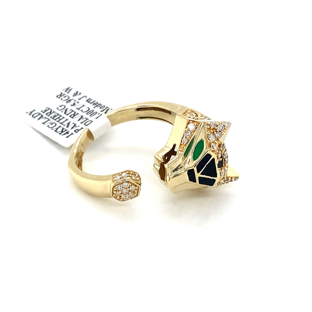 14K Yellow Gold 1.00 CT Diamond Panther Ladies Ring