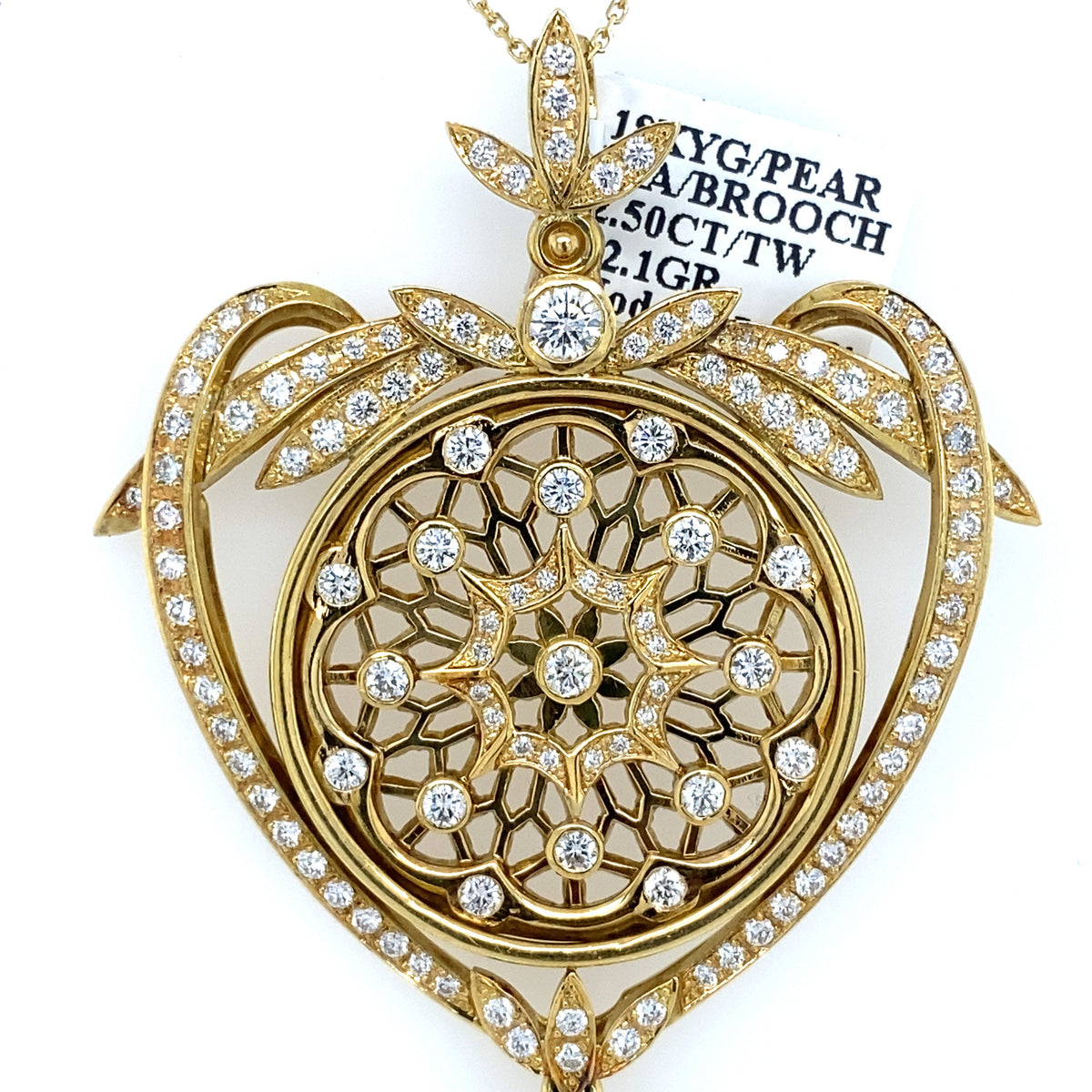18K Yellow Gold 2.50 CT Diamond & Pearl Fancy Pendant