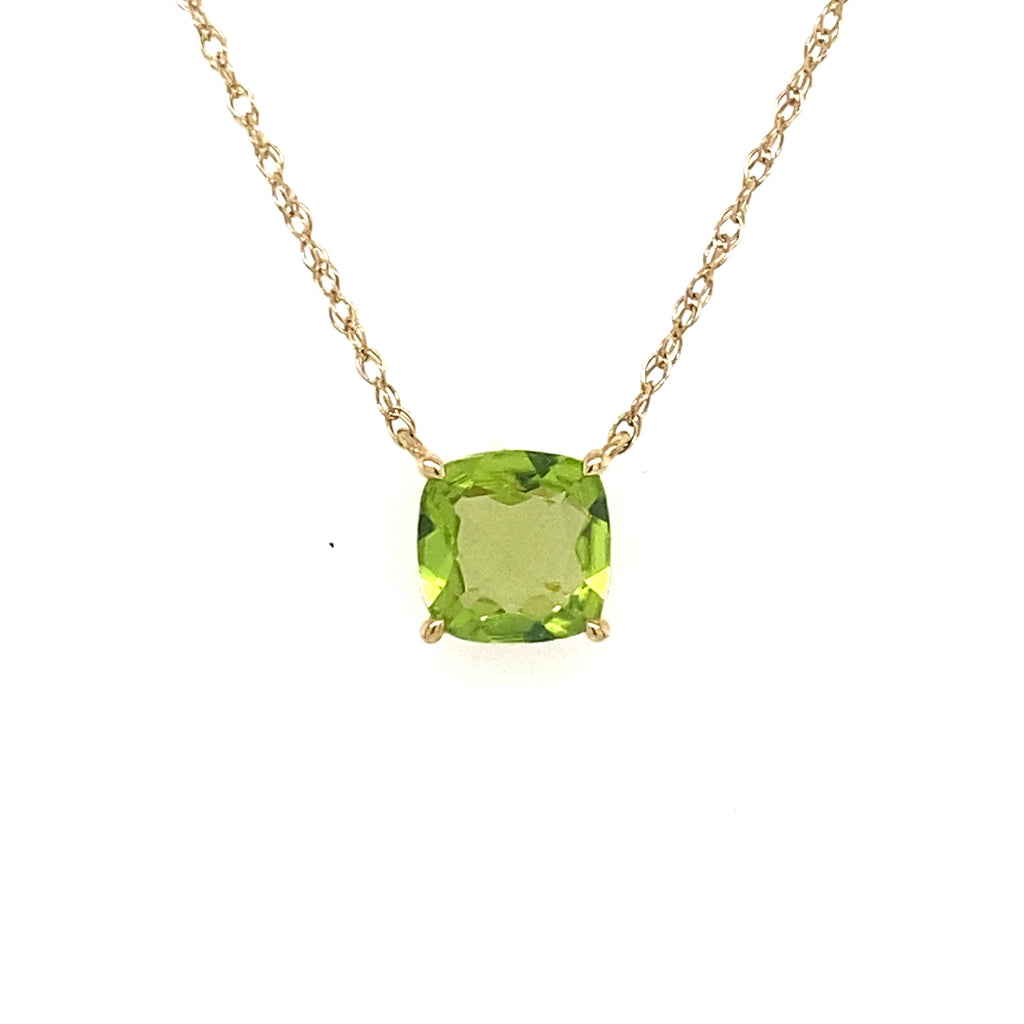 10k Yellow Gold Green Peridot Pendant Necklace, S15624