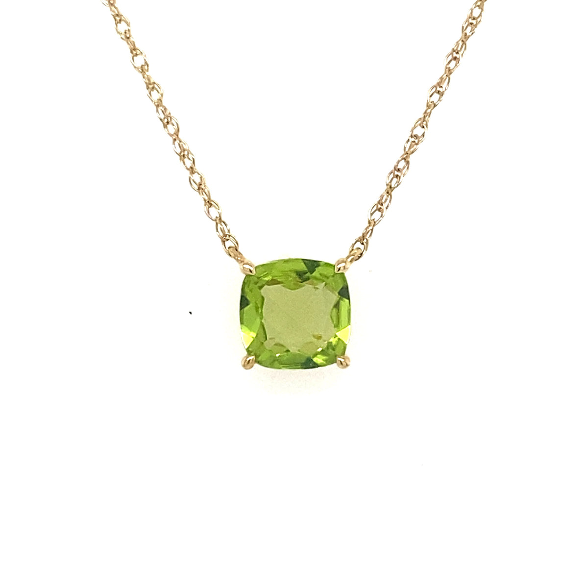 10k Yellow Gold Green Peridot Pendant Necklace, S15624