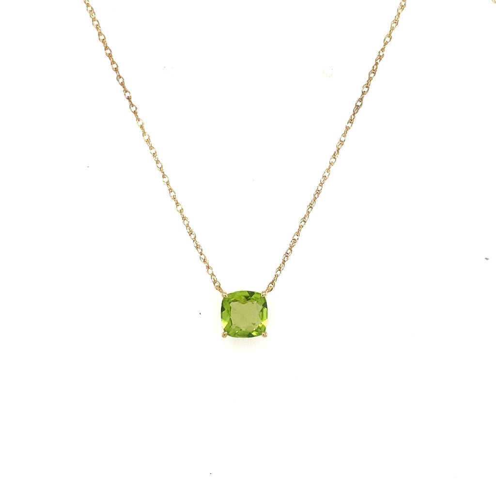 10k Yellow Gold Green Peridot Pendant Necklace, S15624