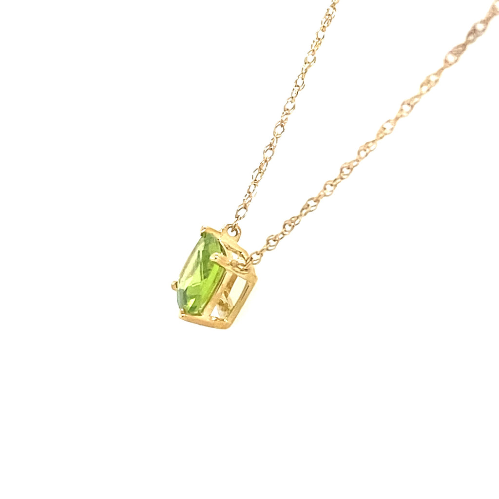 10k Yellow Gold Green Peridot Pendant Necklace, S15624