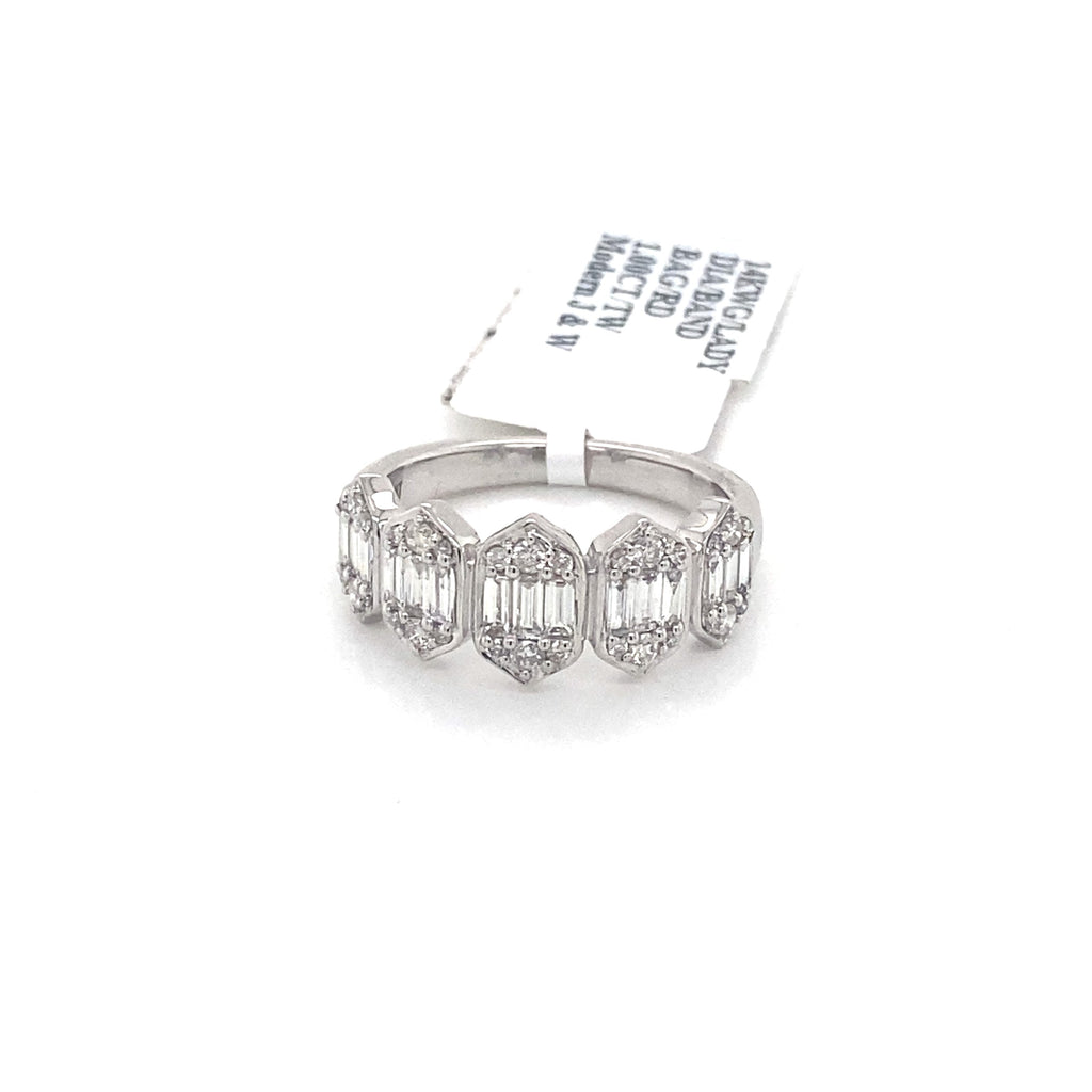 Ladies 14k White Gold 1.00 CT Baguette Diamond Band