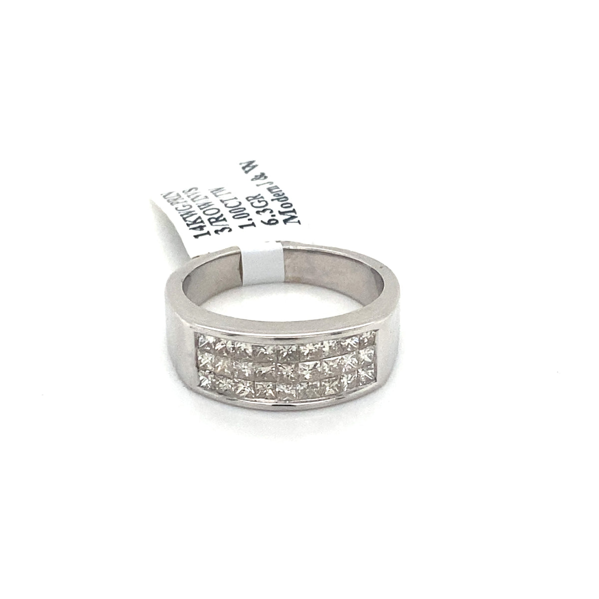 14k White Gold 1.00 CT Princess Cut Diamond Invisible Setting Band