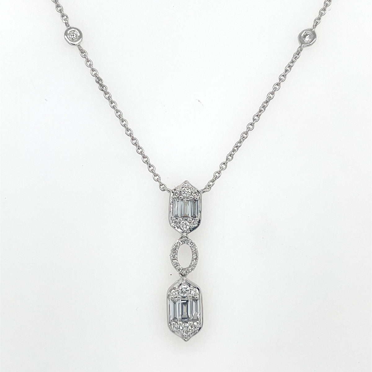 14k White Gold 0.75 CT Diamond Pendant Necklace