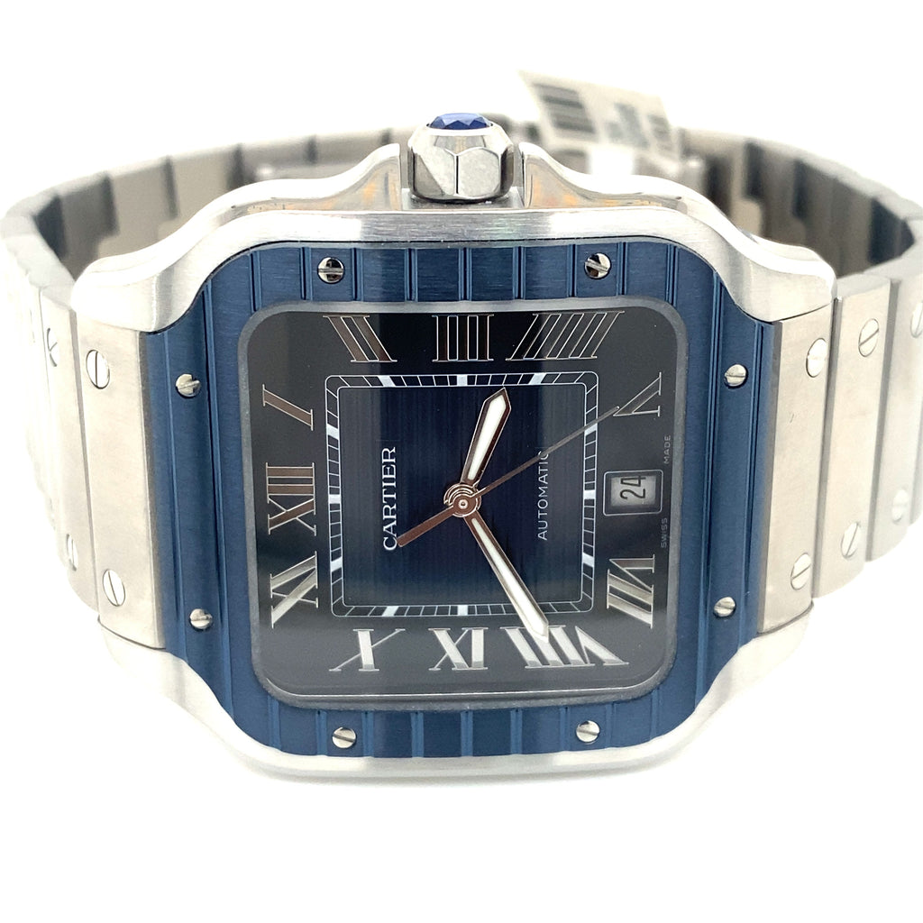 Cartier De Santos Cartier Steel & Blue Dial 39.8mm Watch, WSSA0048