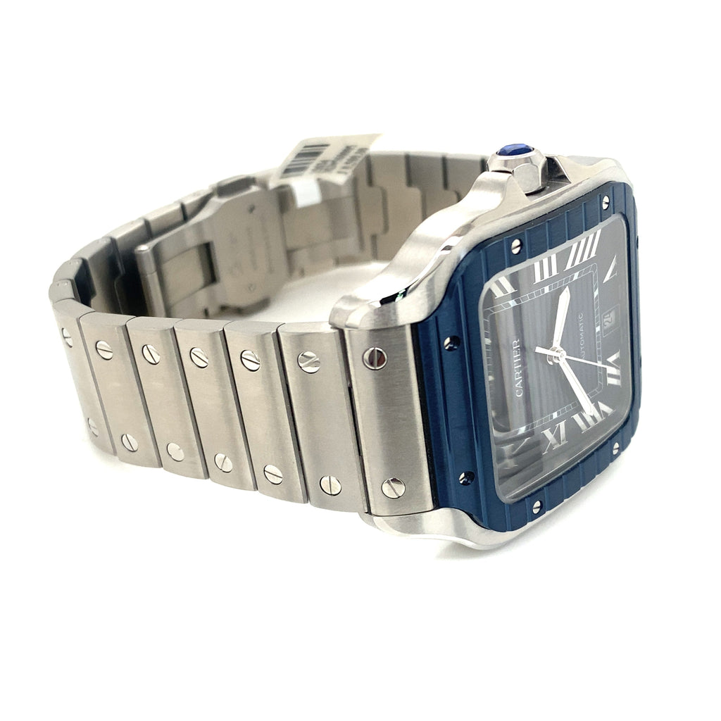 Cartier De Santos Cartier Steel & Blue Dial 39.8mm Watch, WSSA0048