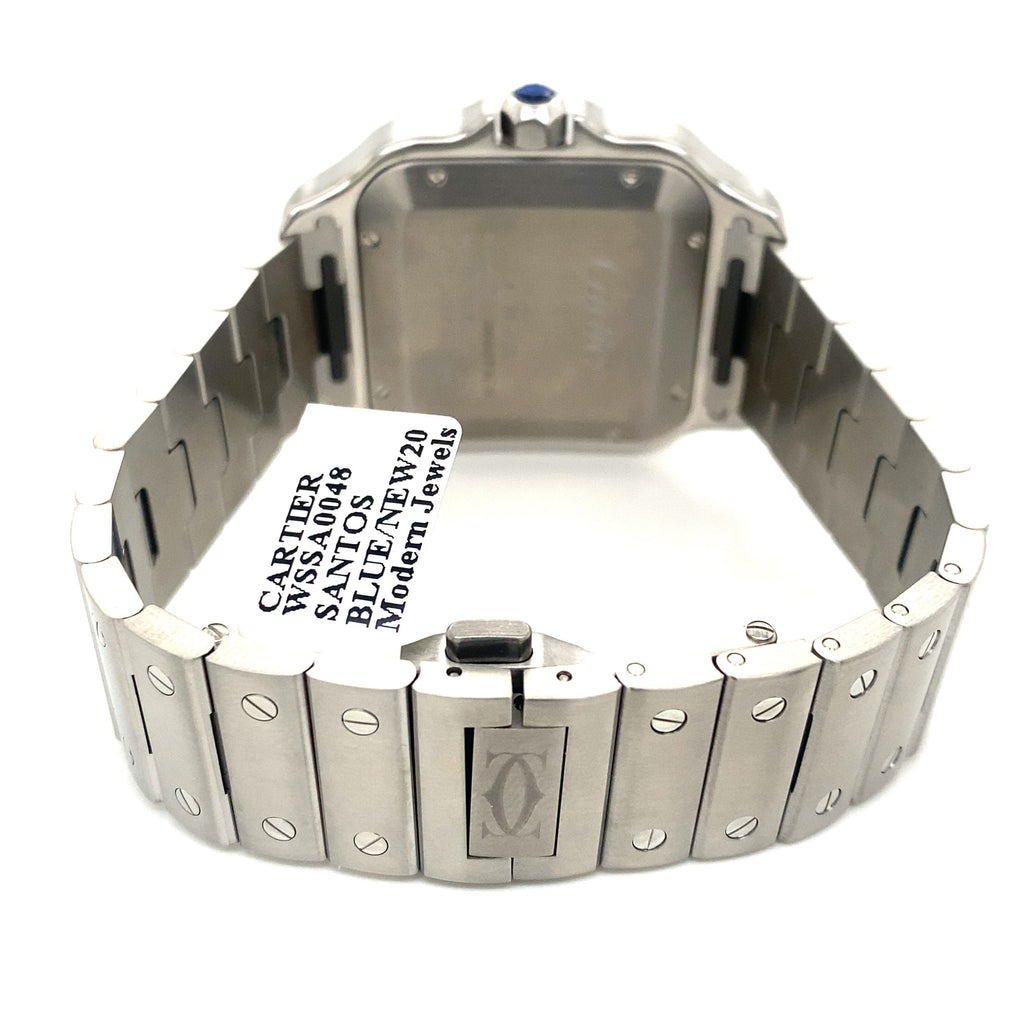 Cartier De Santos Cartier Steel & Blue Dial 39.8mm Watch, WSSA0048