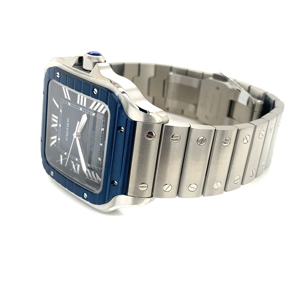 Cartier De Santos Cartier Steel & Blue Dial 39.8mm Watch, WSSA0048