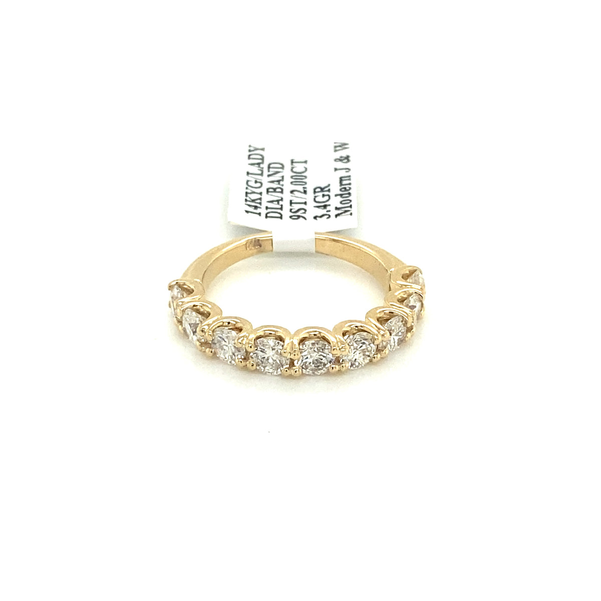14k Yellow Gold 2.00 CT Diamond Ladies Wedding Band