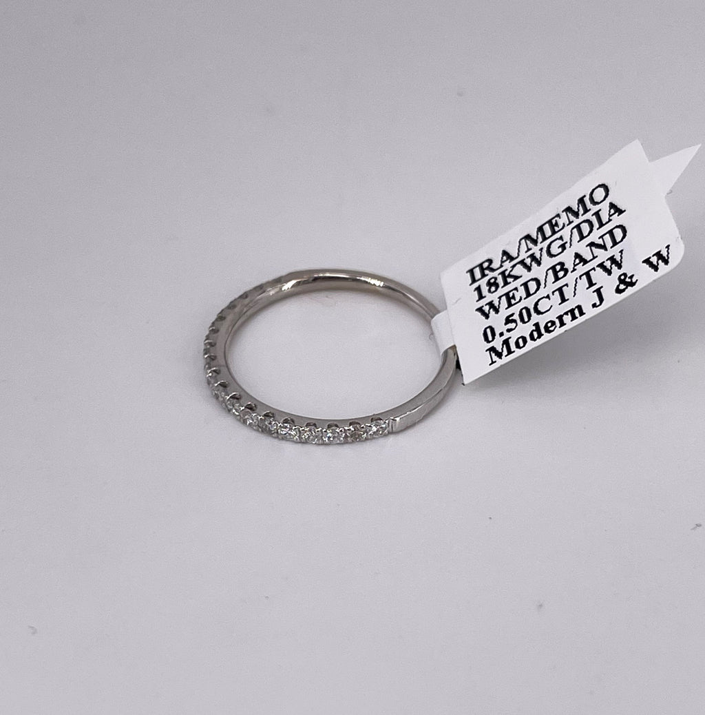 18K White Gold 0.50 CT Diamond Wedding Band