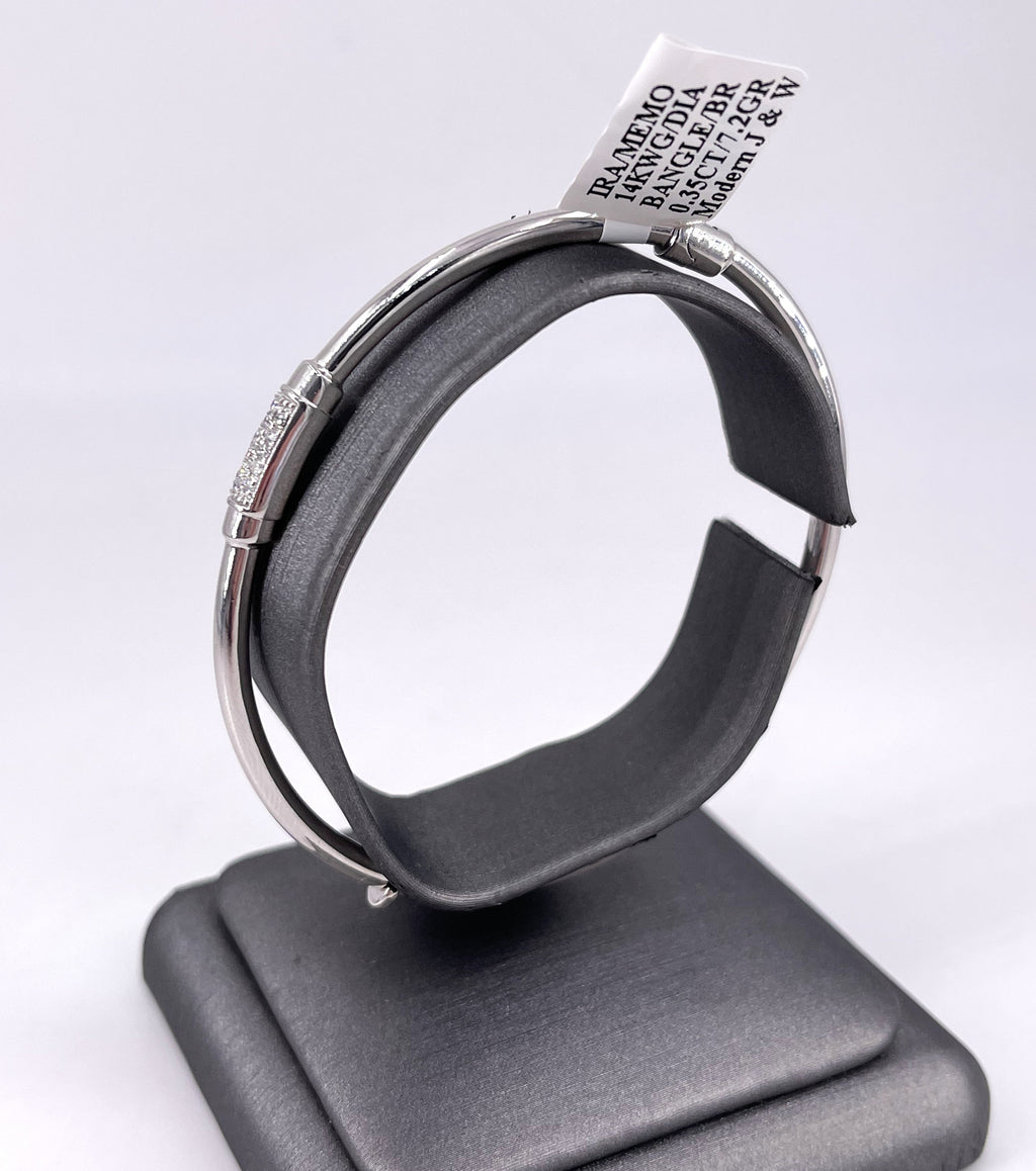 14K White Gold 0.35Ct Diamond Bangle Bracelet
