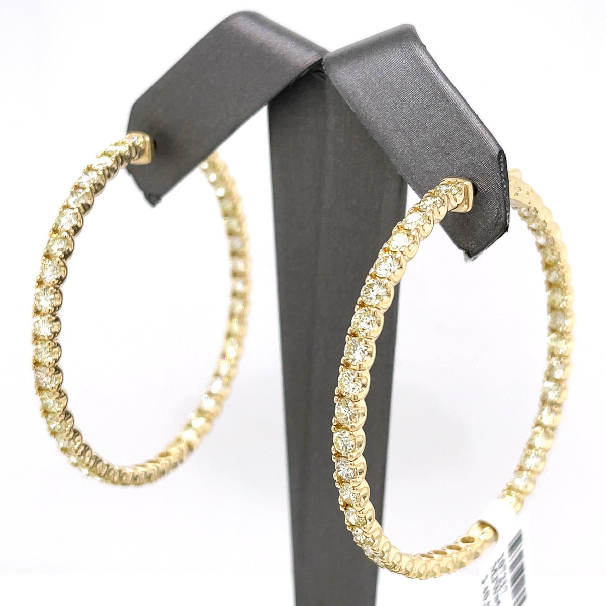 14k Yellow Gold 9.75 CT Diamond Inside Out Hoop Earrings