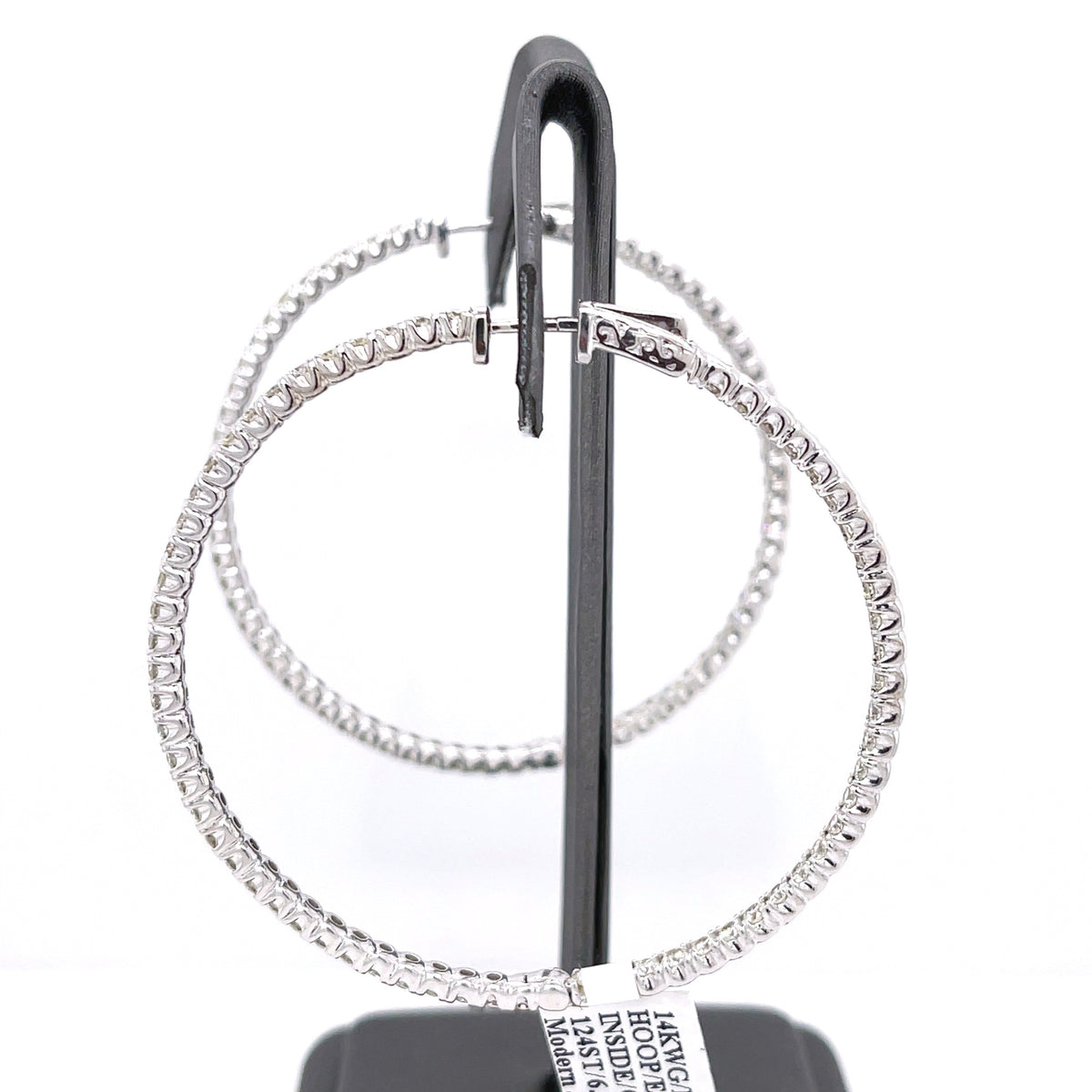 14k White Gold 6.50 CT Diamond Inside Out Hoop Earrings