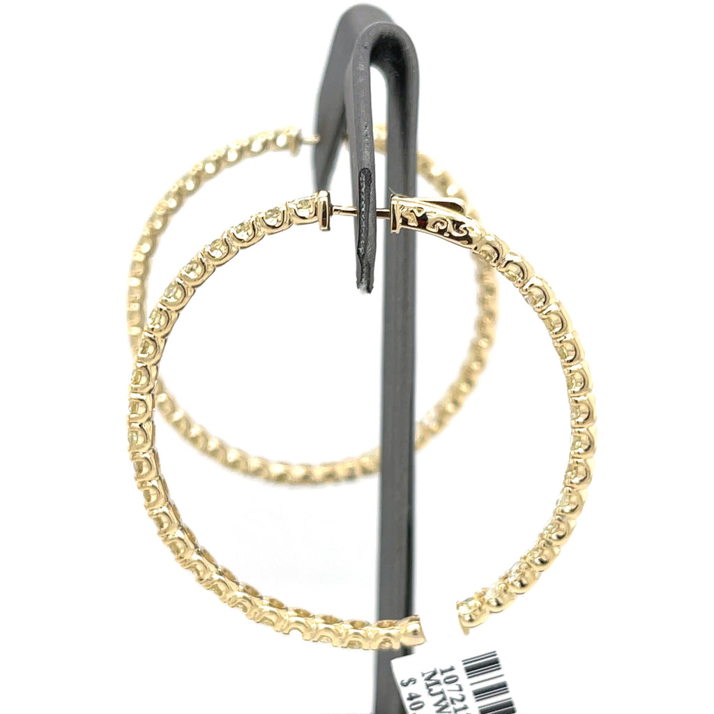 14k Yellow Gold 9.75 CT Diamond Inside Out Hoop Earrings