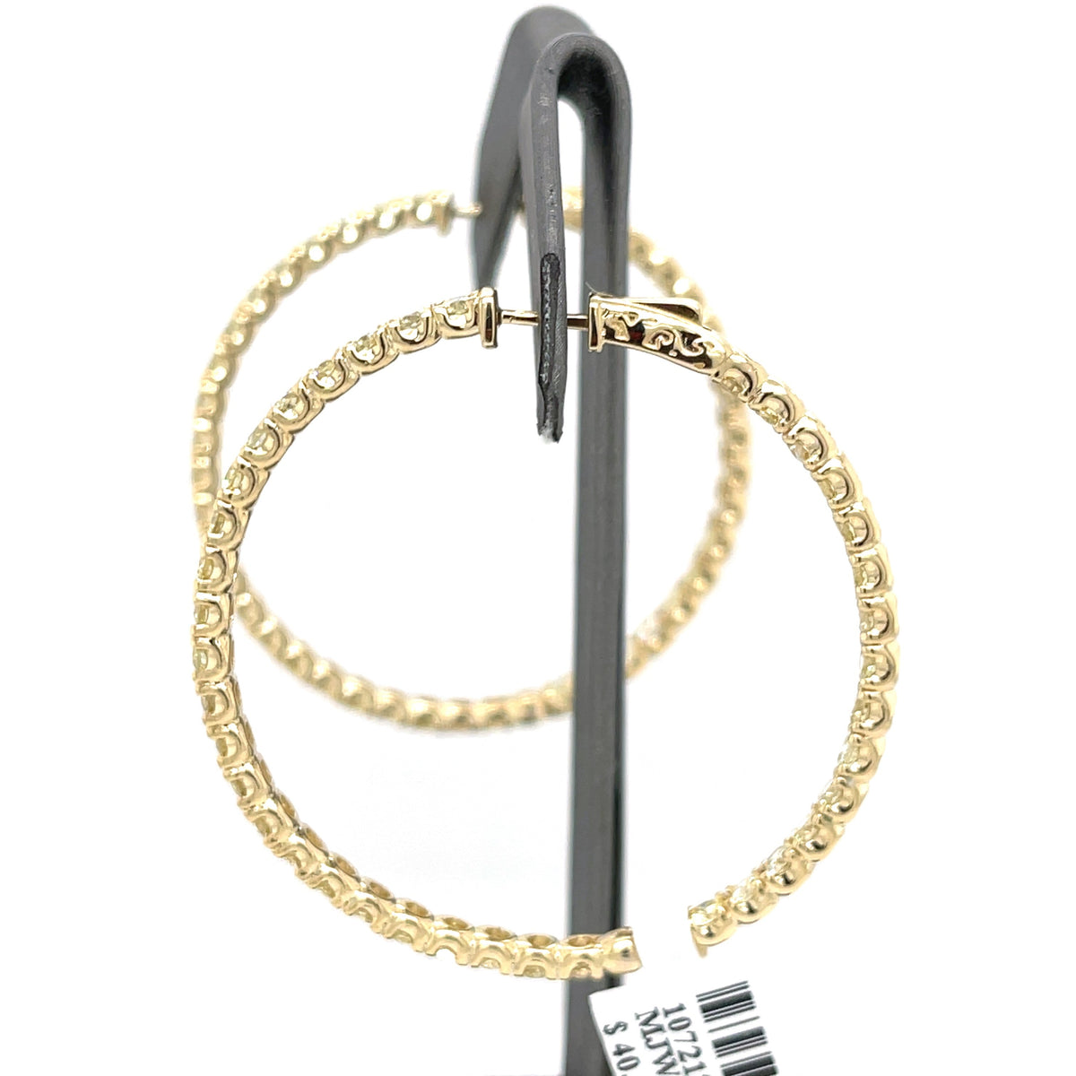 14k Yellow Gold 9.75 CT Diamond Inside Out Hoop Earrings