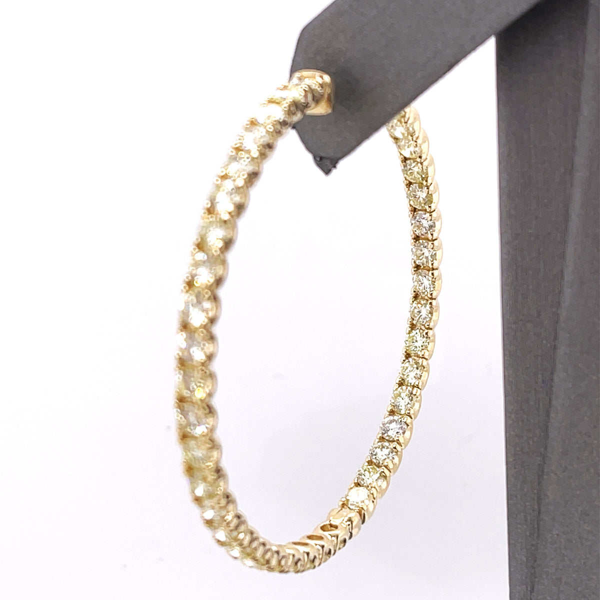14k Yellow Gold 9.75 CT Diamond Inside Out Hoop Earrings