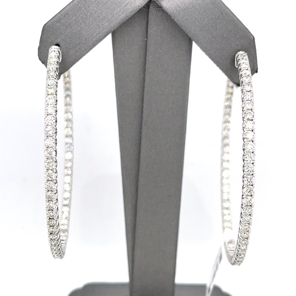 14k White Gold 6.50 CT Diamond Inside Out Hoop Earrings