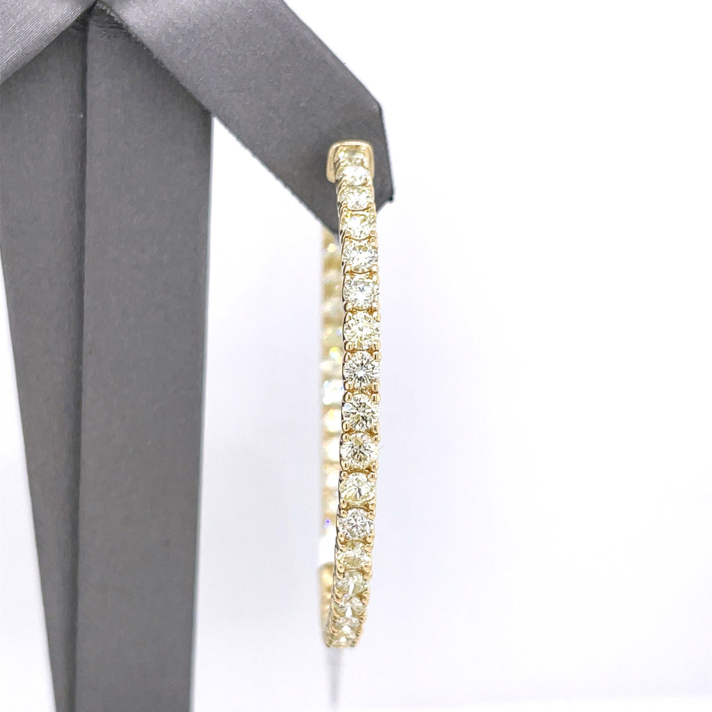 14k Yellow Gold 9.75 CT Diamond Inside Out Hoop Earrings