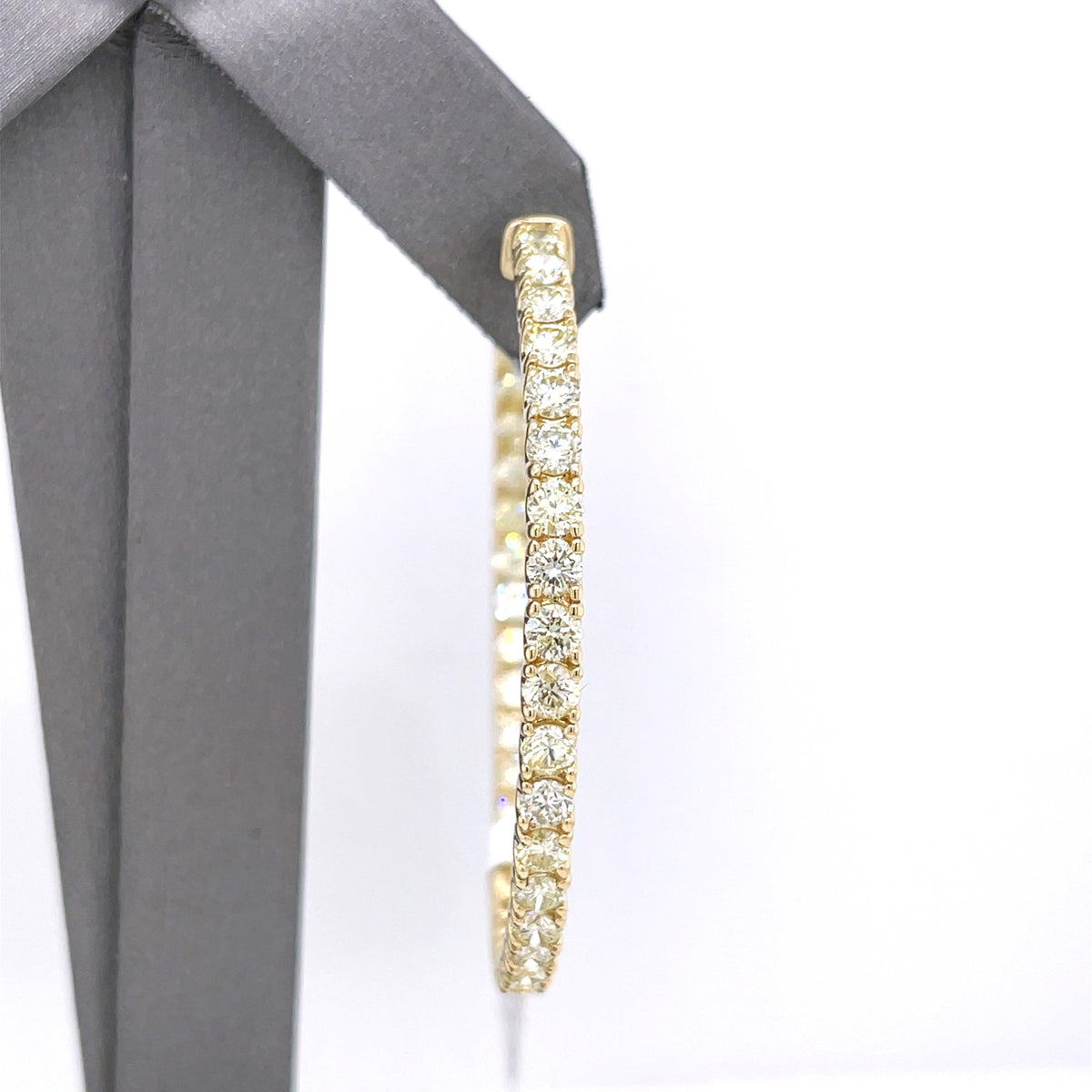 14k Yellow Gold 9.75 CT Diamond Inside Out Hoop Earrings
