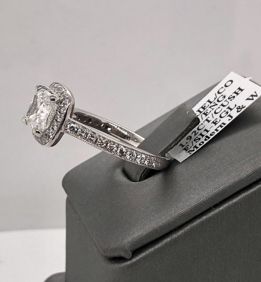 Gabriel & Co. Platinum 2.50 CT Cushion Brilliant Engagement Ring