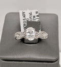 14k White Gold 1.50 CT Diamond Oval Engagement Ring, Size 4,5