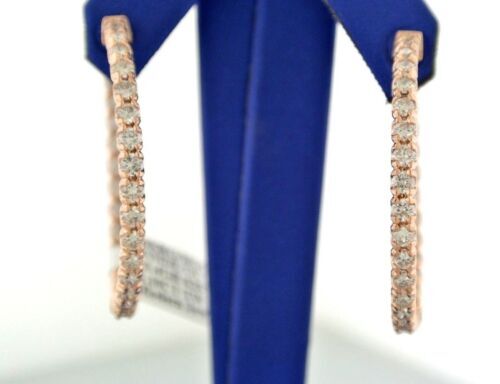 14k Rose Gold 6.10 CT Diamond Inside Out Hoop Earrings, 13.4gm