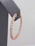 14k Rose Gold 2.85 CT Diamond Inside Out Hoop Earrings, 8.2g