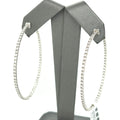 14k White Gold 3.00 CT Diamond Inside Out Hoop Earrings, 9.1gm