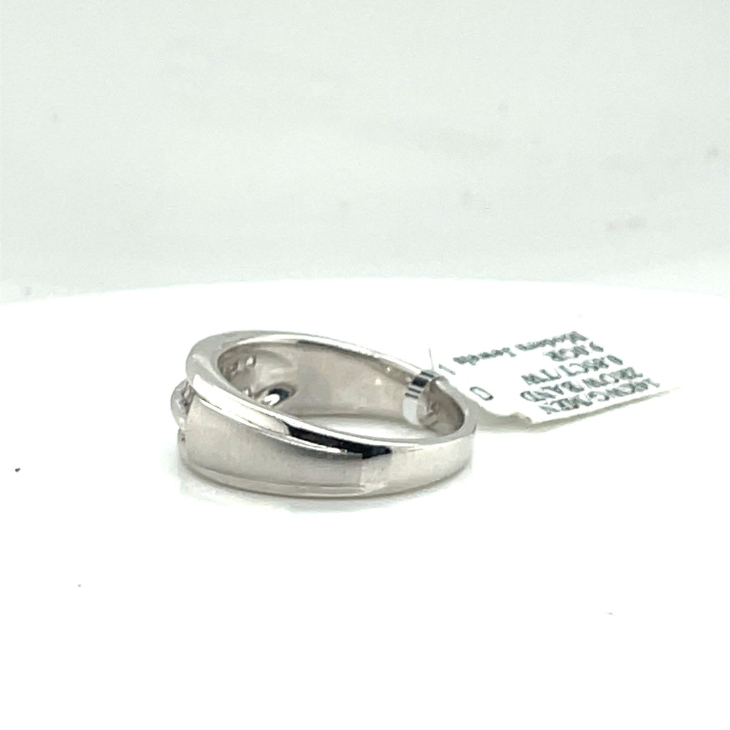 14k White Gold 0.85 CT Round Cut Diamond Men's Band, Size 10, 9.00 Gm