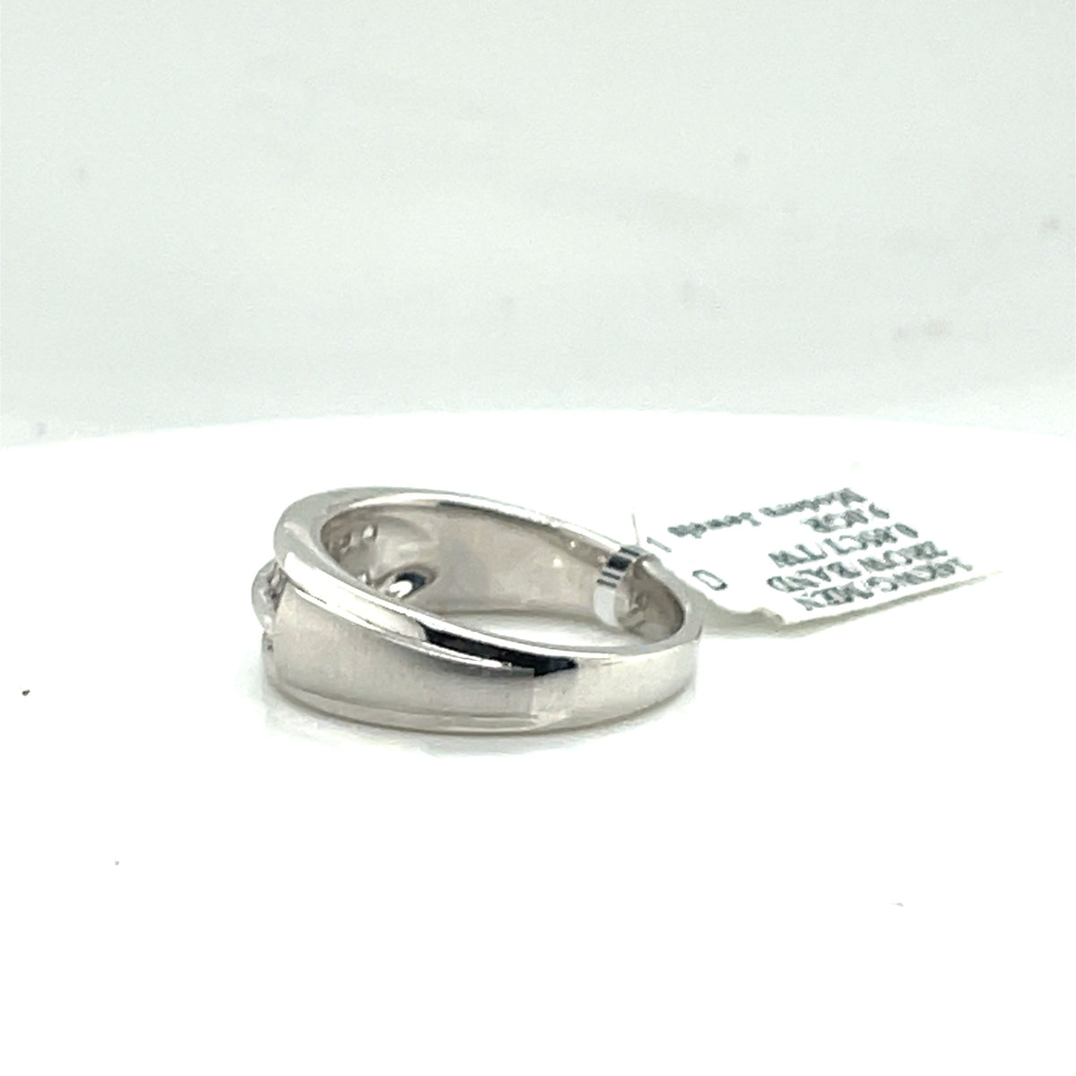 14k White Gold 0.85 CT Round Cut Diamond Men's Band, Size 10, 9.00 Gm