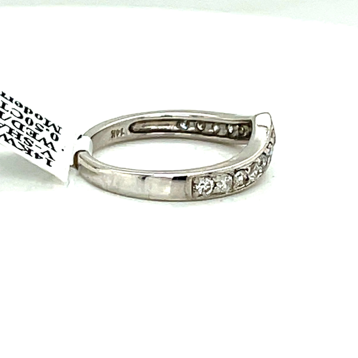 14k White Gold 0.50 CT Diamond V Shaped Wedding Band, 2.8gm Size 7