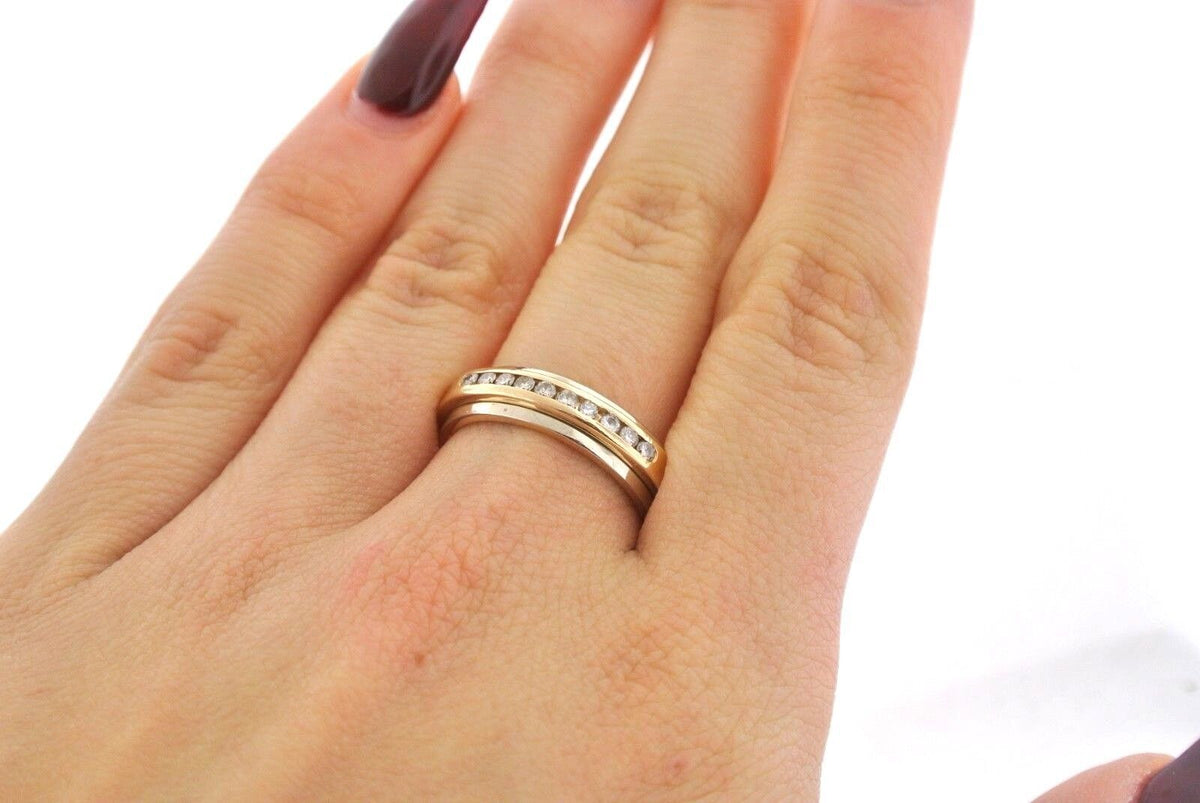 14k Two Tone Gold 0.25 CT Diamond Band, 9 g, Size 7