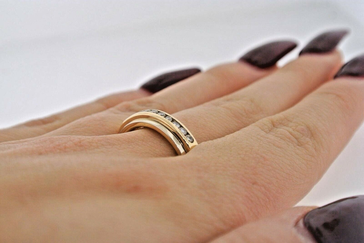 14k Two Tone Gold 0.25 CT Diamond Band, 9 g, Size 7
