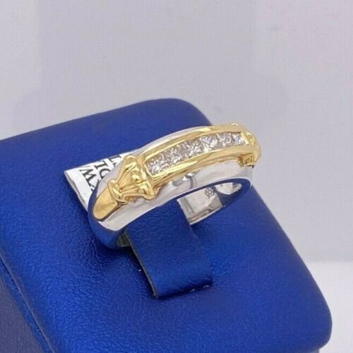 14k Two Tone Gold 0.50 CT Princess Cut Diamond Band, 6.9gm, Size 6.5