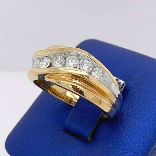 14k Two Tone Gold 1.00 CT Diamond Men's Fancy Band, 8.7gm, Size 10